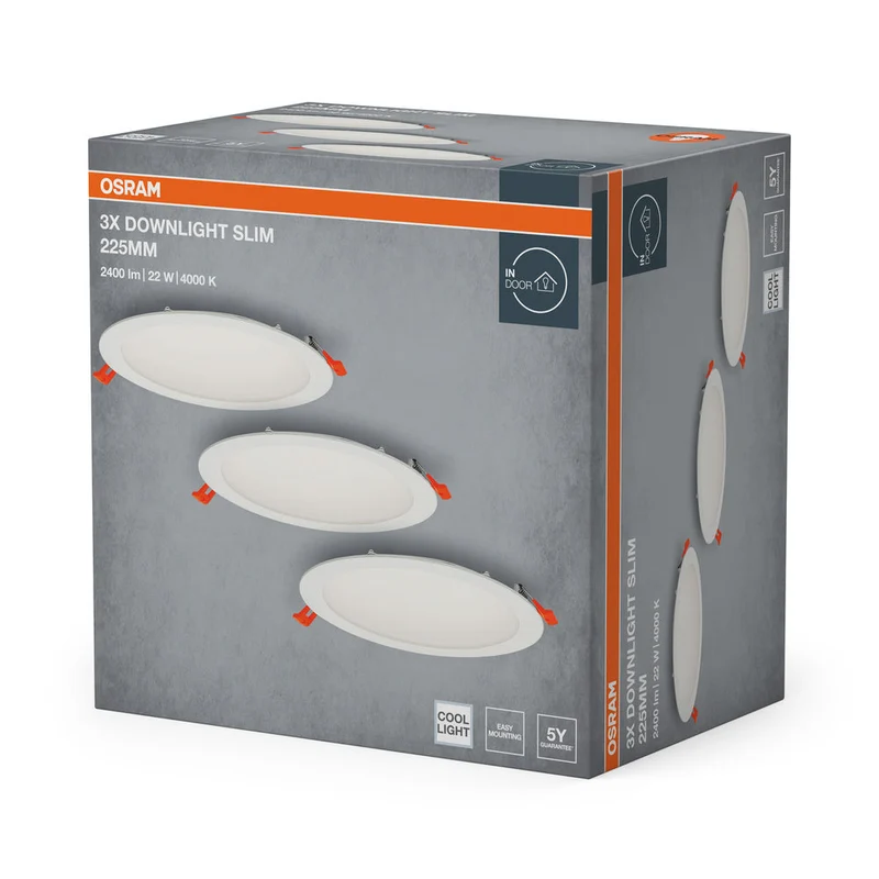 OSRAM Spot et Downlight LED encastrable Slim 225 mm 22W Blanc ⌀200 mm