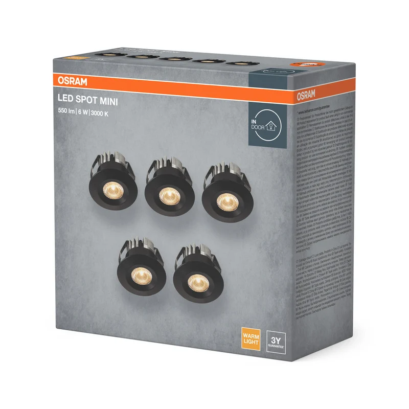 OSRAM Mini Spot LED encastrable 6W 120° Noir ⌀30 mm