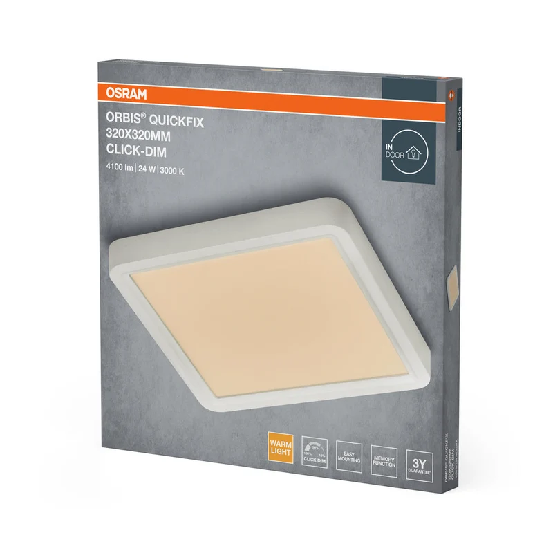 OSRAM Orbis Quickfix Plafonnier carré 320x320 mm 24W Click-Dim Blanc