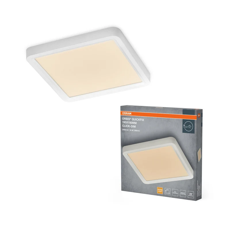 OSRAM Orbis Quickfix Plafonnier carré 195x195 mm 16W Click-Dim Blanc