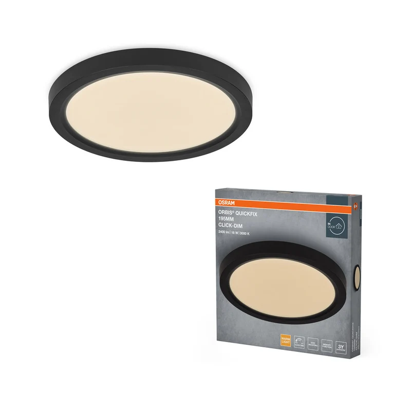 OSRAM Orbis Quickfix Plafonnier rond 195 mm 16W Click-Dim Noir