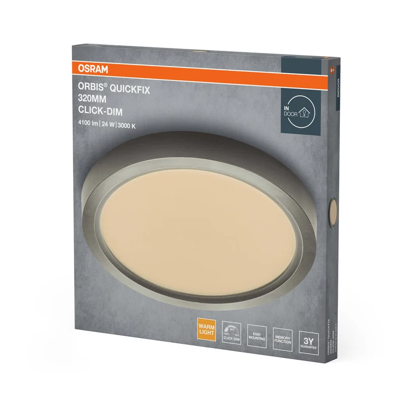 OSRAM Orbis Quickfix Plafonnier rond 320 mm 24W Click-Dim Argent