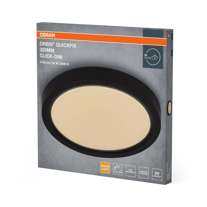 OSRAM Orbis Quickfix Plafonnier rond 320 mm 24W Click-Dim Noir