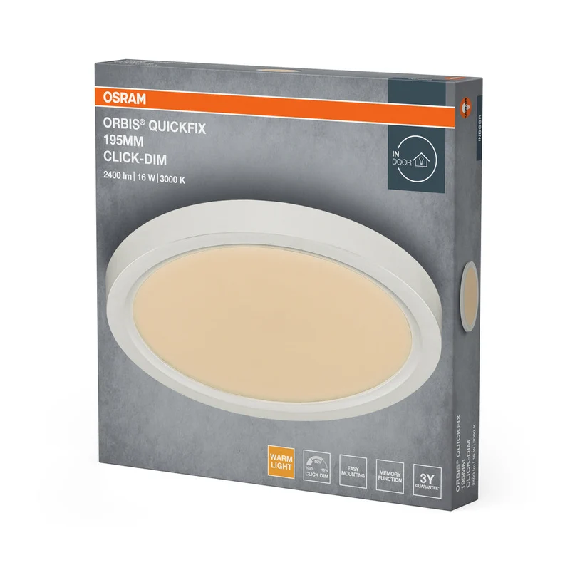 OSRAM Orbis Quickfix plafonnier rond 195 mm 16W Click-Dim Blanc