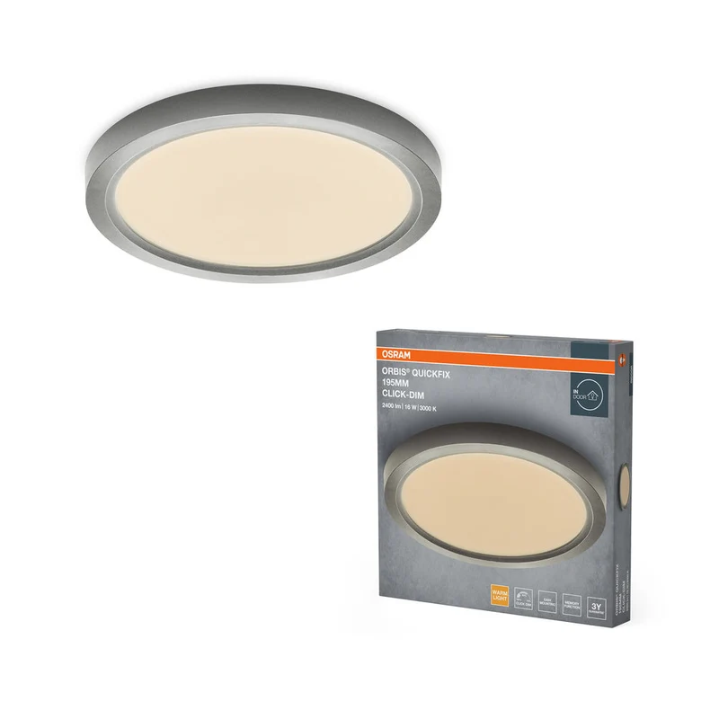 OSRAM Orbis Quickfix plafonnier rond 195 mm 16W Click-Dim Argent