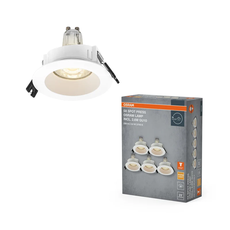 OSRAM Spot LED encastré lampe à poser Set GU10 2,6W Blanc ⌀68 mm