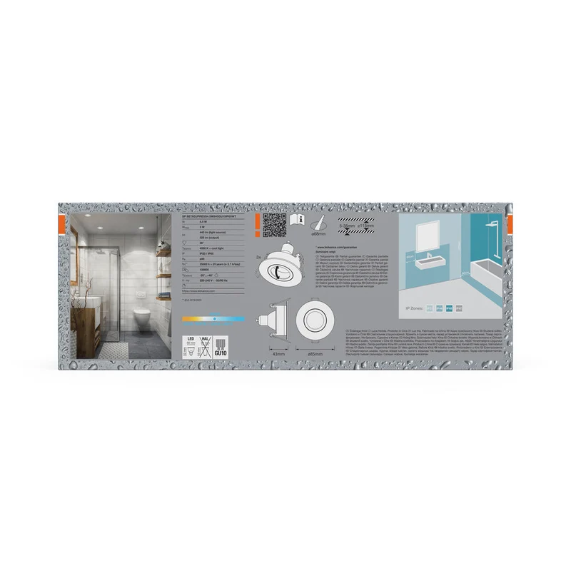 OSRAM Spot LED encastré lampe à poser salle de bain Set GU10 IP65 4,5W 840 Blanc ⌀68 mm