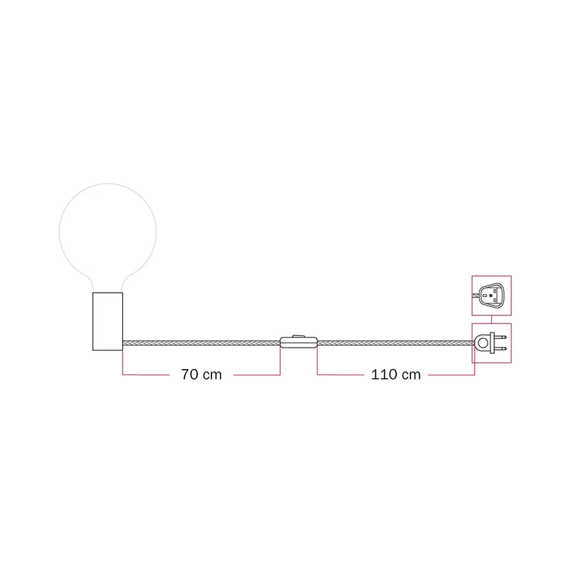 Lampe magnétique plug-in avec culot E27 - Noir