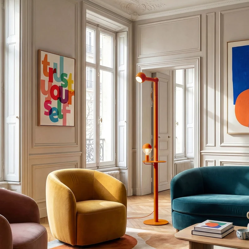 Rocco XXL - Lampe sur pied avec ampoule Maria et Camo - Orange