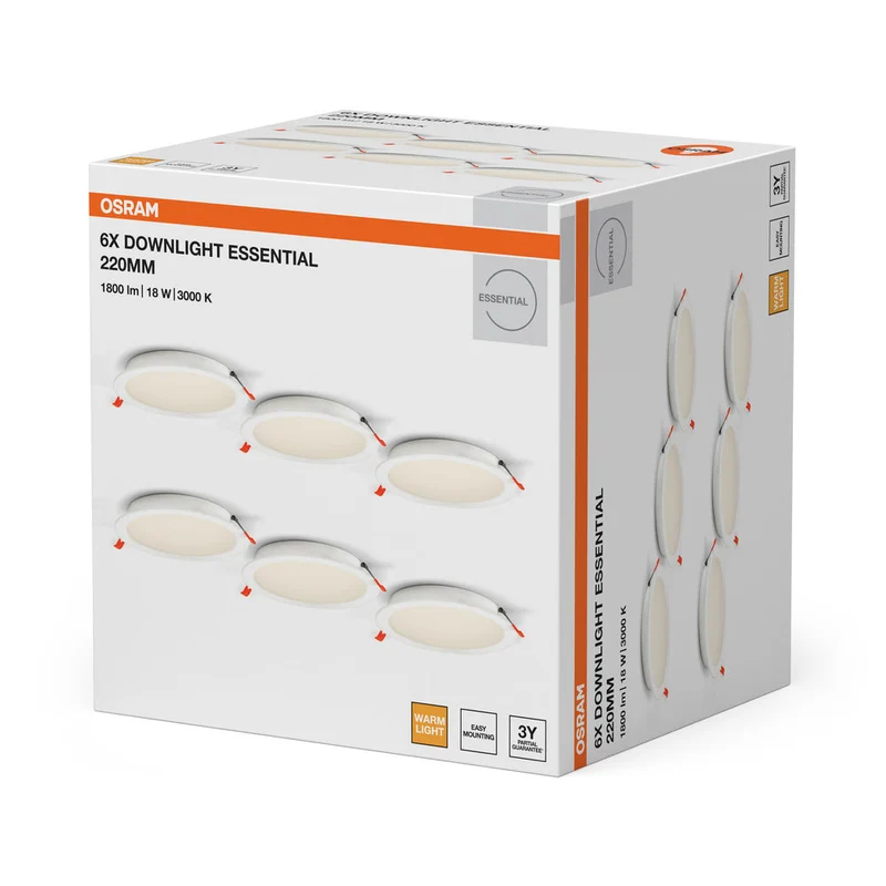 OSRAM Essential Downlights ensemble de spots encastrables 220 mm 18W Blanc ⌀200 mm