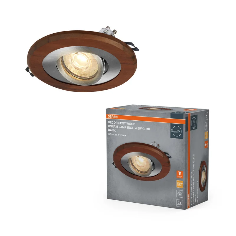 OSRAM Wood Spot GU10 spot encastrable foncé 4,5W Nickel satiné ⌀68 mm