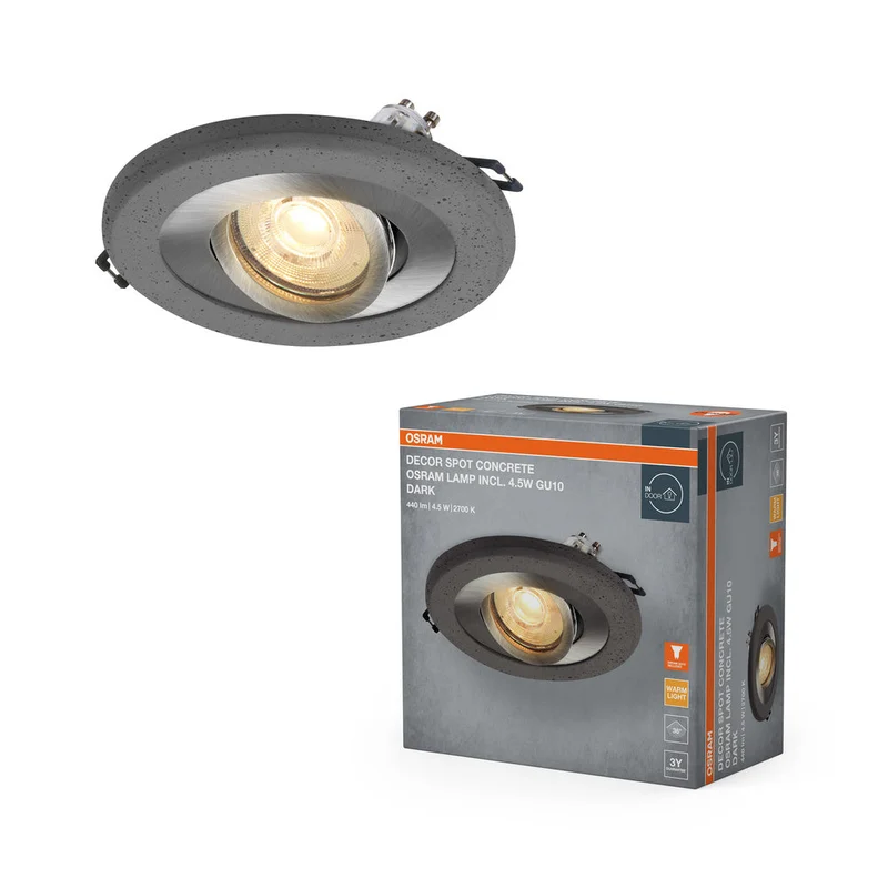OSRAM Concrete Spot GU10 spot encastrable 4,5W Nickel satiné foncé ⌀68 mm