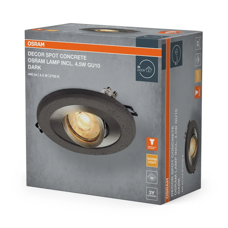 OSRAM Concrete Spot GU10 spot encastrable 4,5W Nickel satiné foncé ⌀68 mm