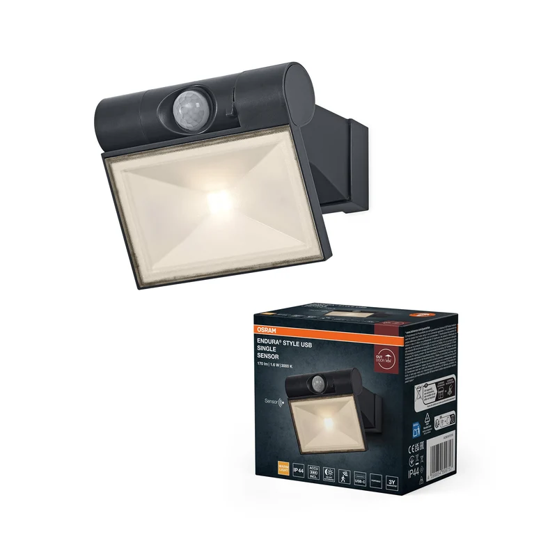 ENDURA® Style USB Capteur simple réglable haut-bas IP44 Gris foncé