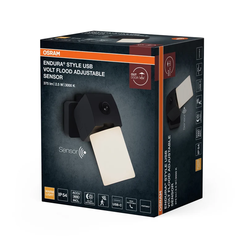 ENDURA® Style USB Capteur FLOOD réglable Volt IP54 Gris foncé