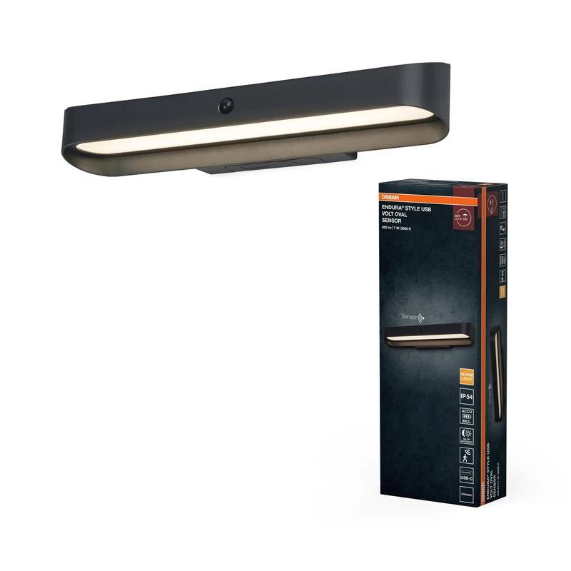ENDURA® Style USB Capteur ovale Volt IP54 Gris foncé