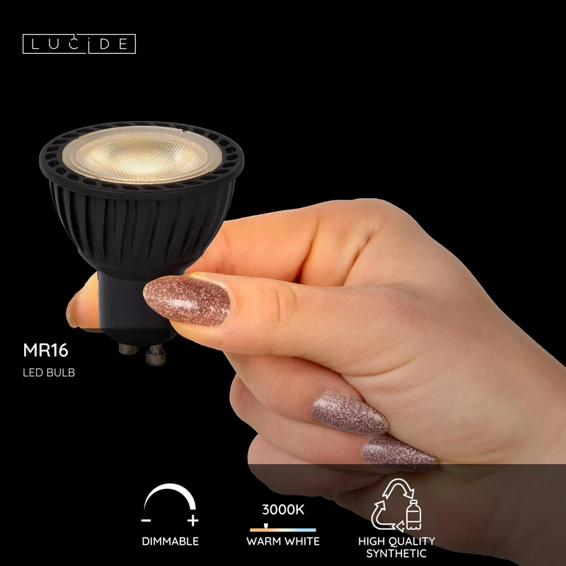 Lucide LED Bulb GU10 MR16 Black - 350lm 2700K - 3-Step Dim