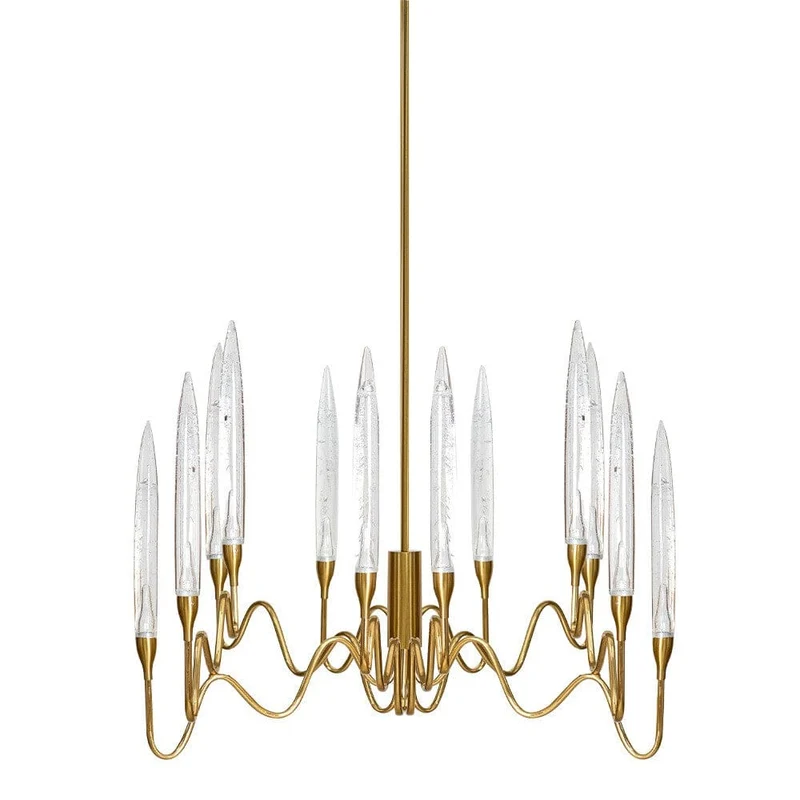 Lustre Bougeoir Doré en Verre Pour Salle - Luxe & Design