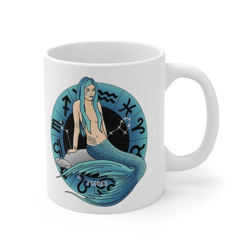 Tasse de zodiaque de poissons, tasse de poissons, 19 février au 20 mars né cadeau de zodiaque, signe de zodiaque, cadeau d'horoscope, cadeau d'astrologie, tasse || Naissance Poissons