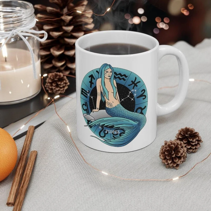 Tasse de zodiaque de poissons, tasse de poissons, 19 février au 20 mars né cadeau de zodiaque, signe de zodiaque, cadeau d'horoscope, cadeau d'astrologie, tasse || Naissance Poissons