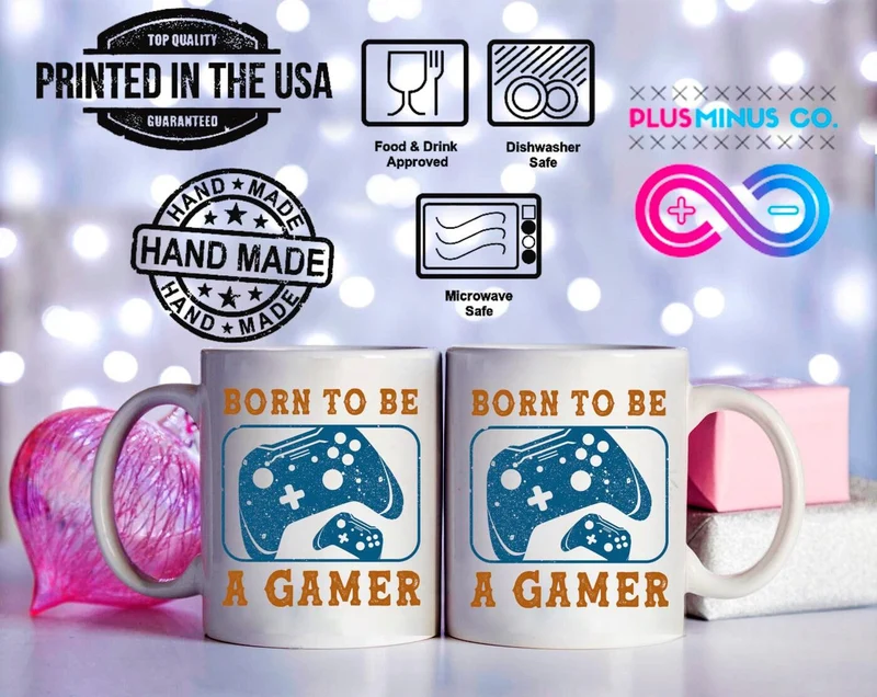 Born To Be A Gamer Mugs, Born To Be A Gamer White Mugs, Tasse de jeu vidéo, Cadeau de joueur en ligne, Contrôleur de jeu, Amateur de jeux vidéo, Garçons adolescents
