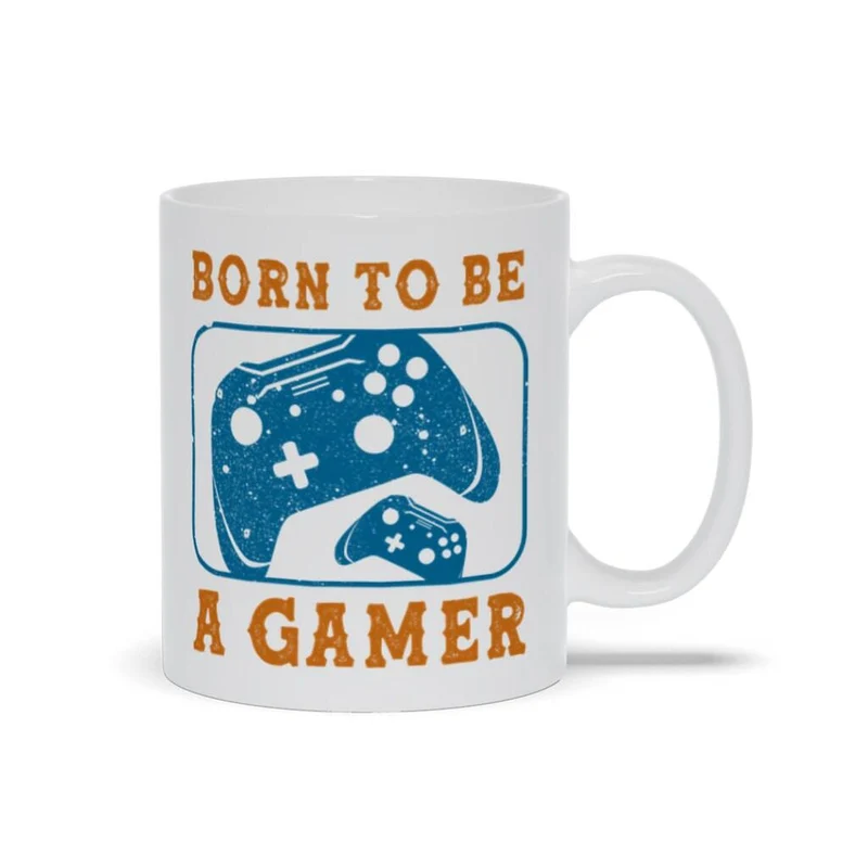 Born To Be A Gamer Mugs, Born To Be A Gamer White Mugs, Tasse de jeu vidéo, Cadeau de joueur en ligne, Contrôleur de jeu, Amateur de jeux vidéo, Garçons adolescents