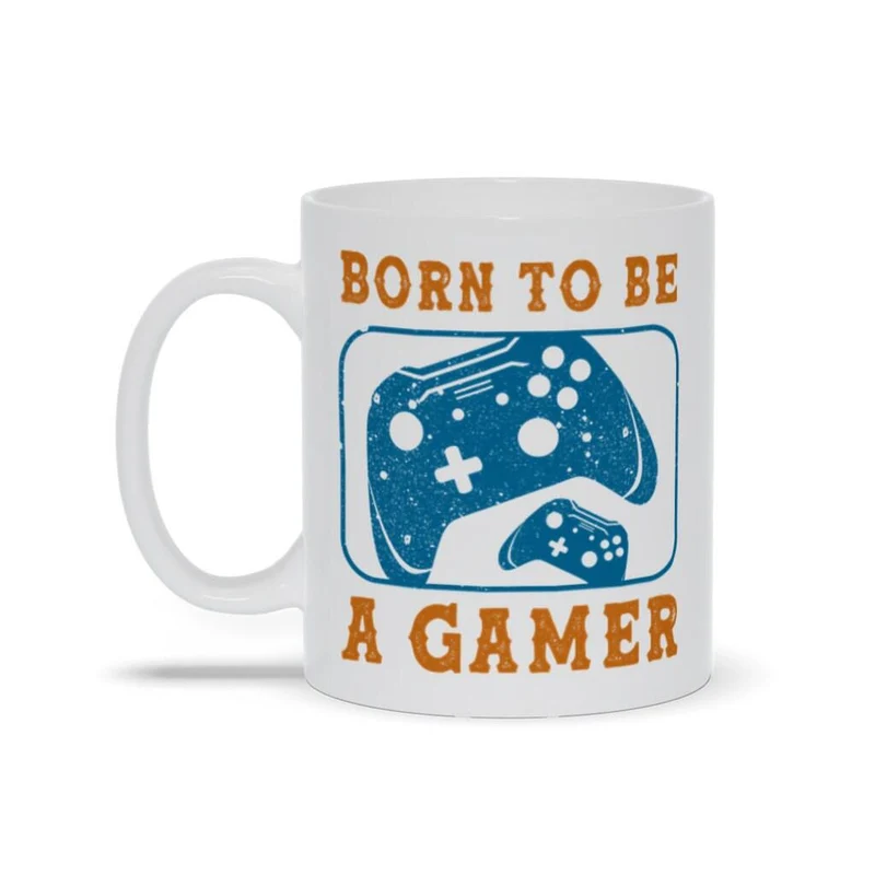 Born To Be A Gamer Mugs, Born To Be A Gamer White Mugs, Tasse de jeu vidéo, Cadeau de joueur en ligne, Contrôleur de jeu, Amateur de jeux vidéo, Garçons adolescents