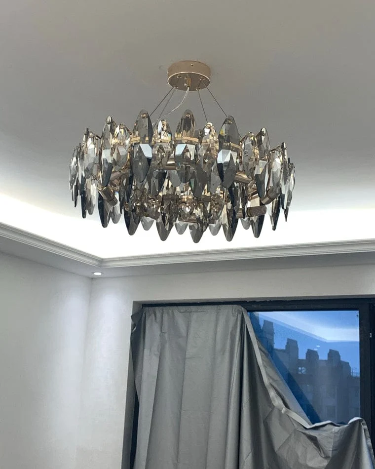Lustre Moderne en Verre Fumé