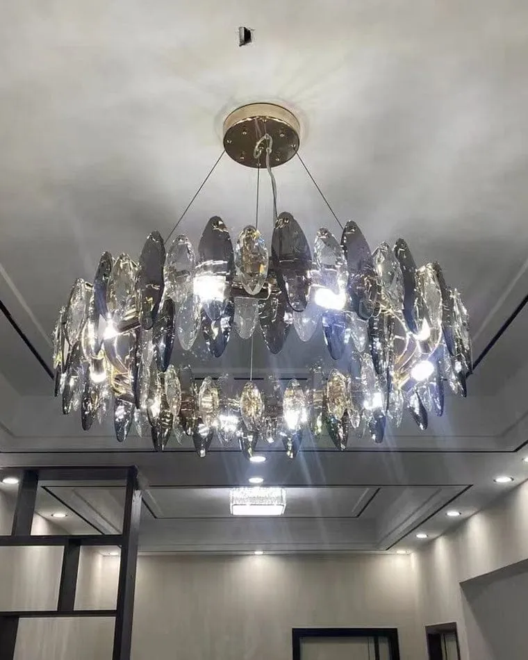 Lustre Moderne en Verre Fumé