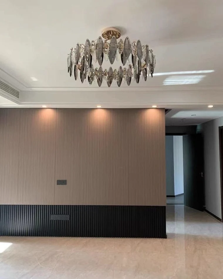 Lustre Moderne en Verre Fumé