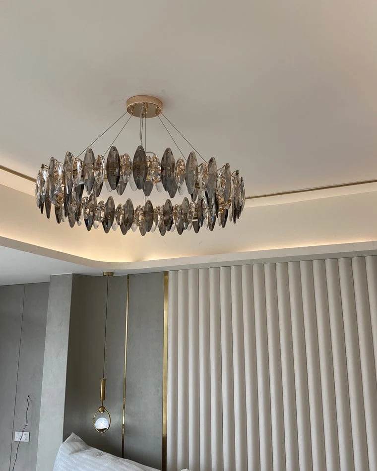 Lustre Moderne en Verre Fumé