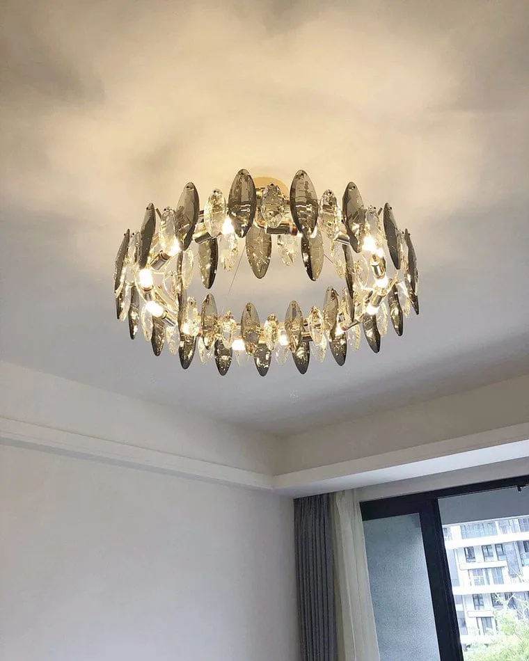 Lustre Moderne en Verre Fumé