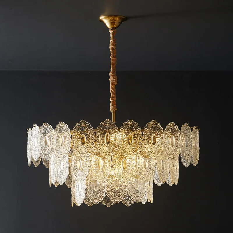 Lustre de Salon en Verre Texturé – Design et Moderne