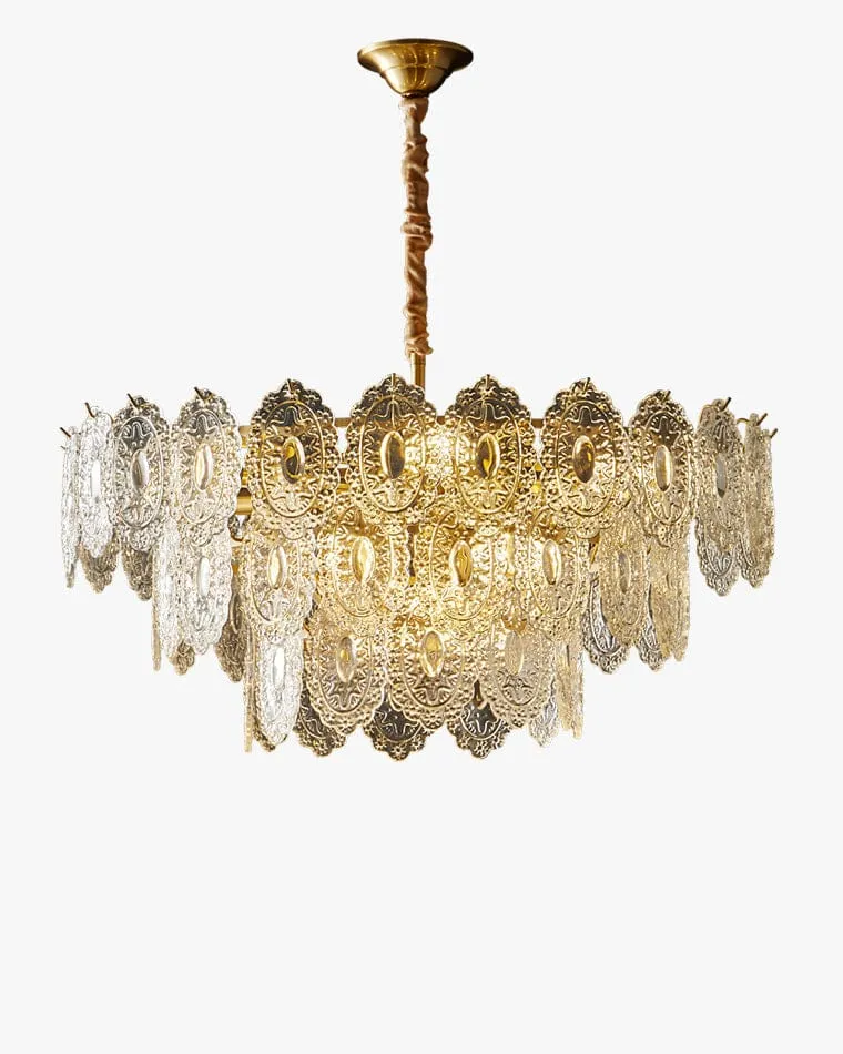 Lustre de Salon en Verre Texturé – Design et Moderne