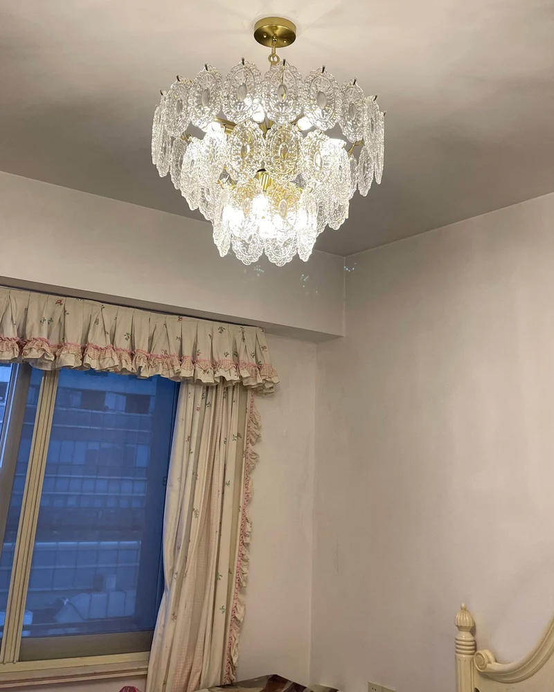 Lustre de Salon en Verre Texturé – Design et Moderne