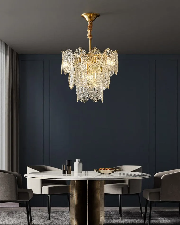 Lustre de Salon en Verre Texturé – Design et Moderne