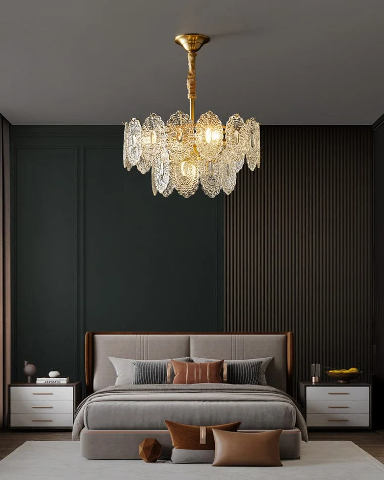 Lustre de Salon en Verre Texturé – Design et Moderne