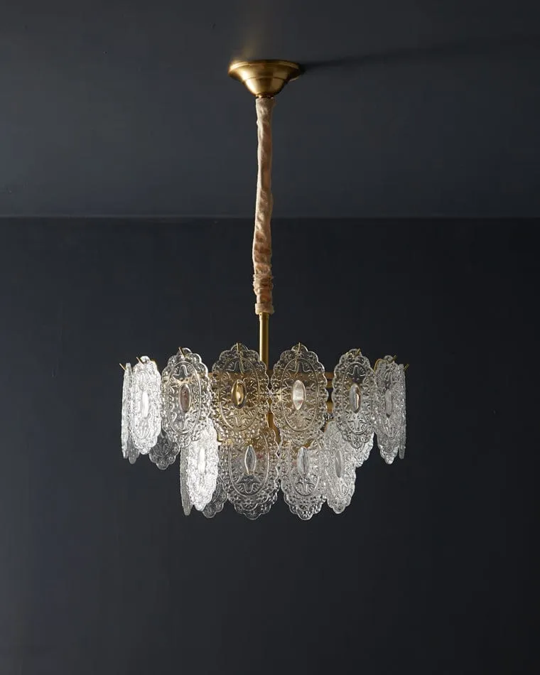 Lustre de Salon en Verre Texturé – Design et Moderne