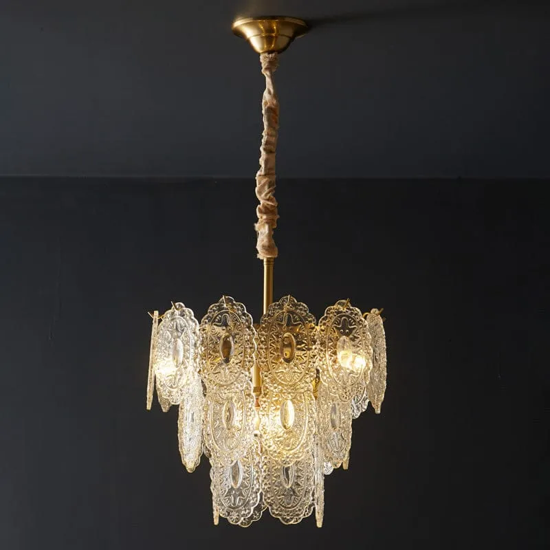 Lustre de Salon en Verre Texturé – Design et Moderne