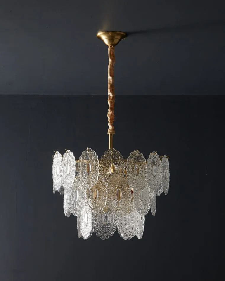Lustre de Salon en Verre Texturé – Design et Moderne