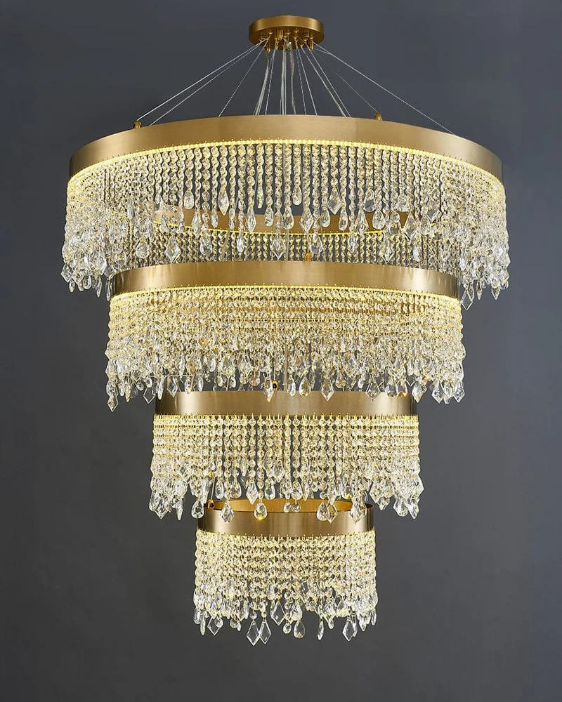 Grand Lustre Cascade pour Salle Haute - Cristal et Verre