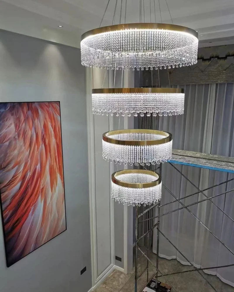 Grand Lustre Cascade pour Salle Haute - Cristal et Verre