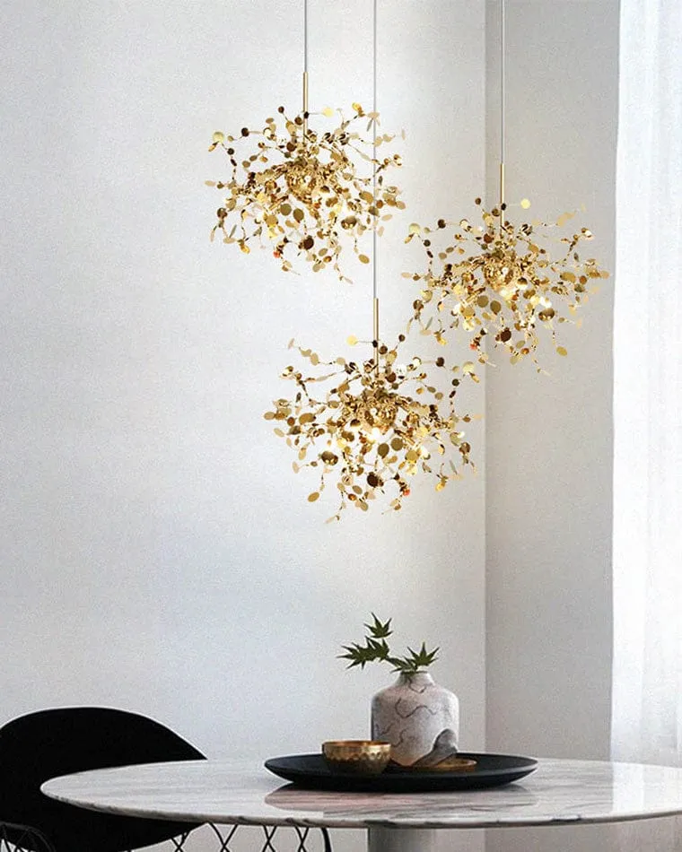 Lustre Suspendu Nuage Doree brillant