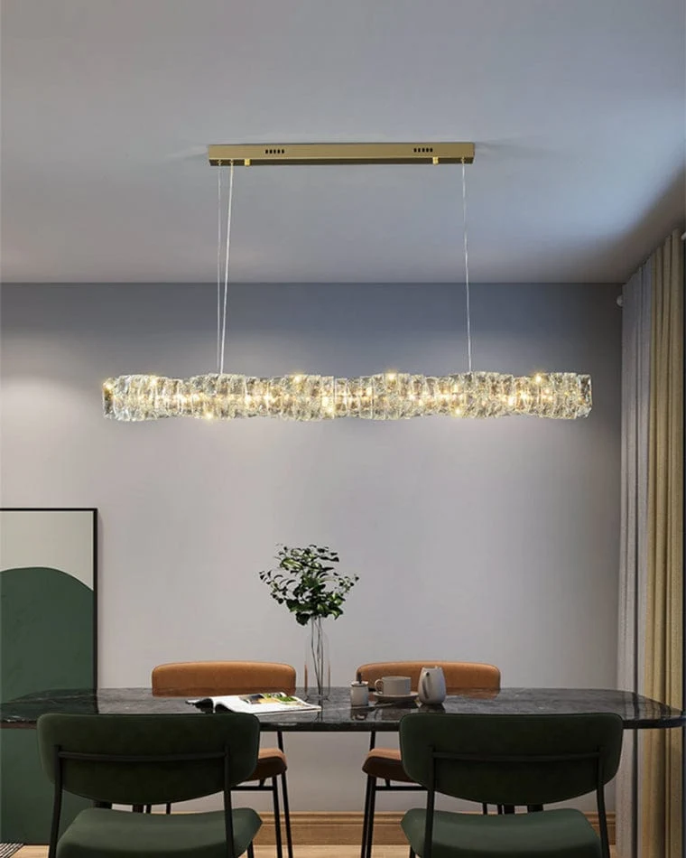 Long Lustre Suspension LED en Verre Haut de Gamme