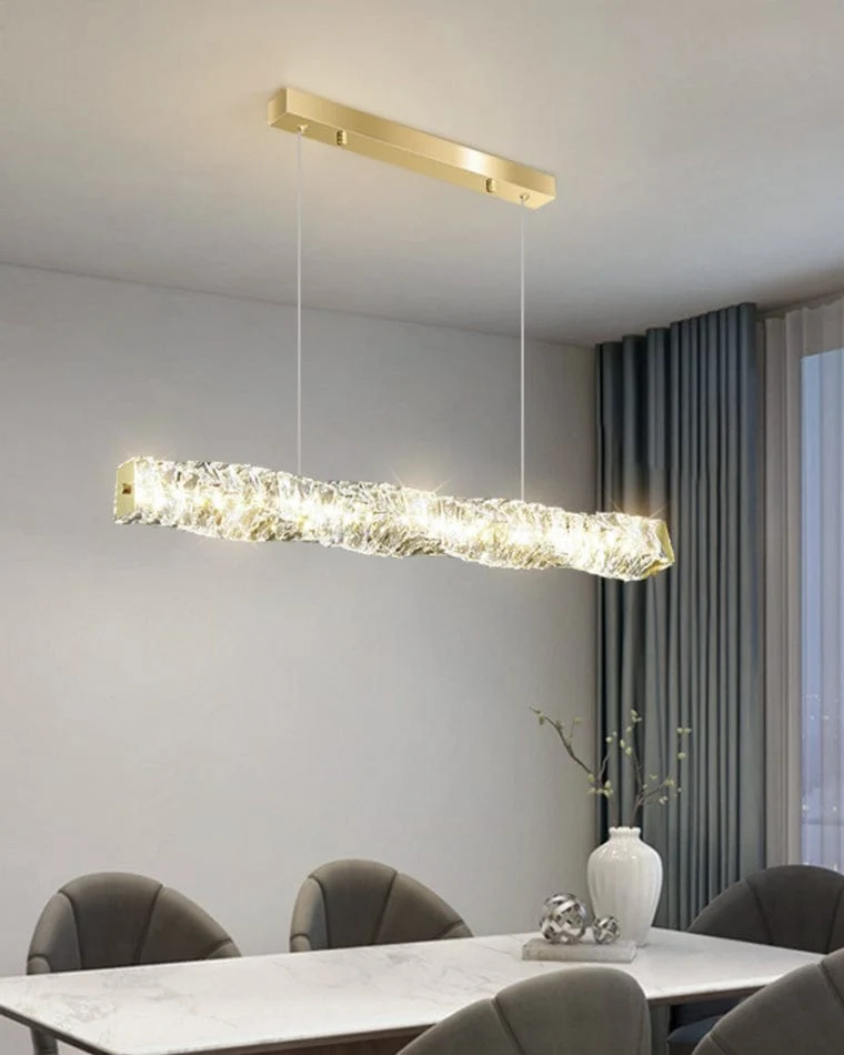 Long Lustre Suspension LED en Verre Haut de Gamme