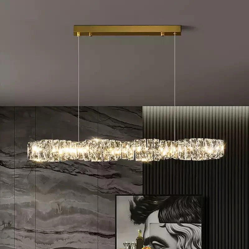 Long Lustre Suspension LED en Verre Haut de Gamme