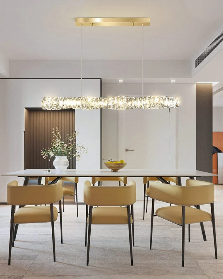 Long Lustre Suspension LED en Verre Haut de Gamme