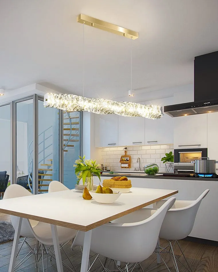 Long Lustre Suspension LED en Verre Haut de Gamme