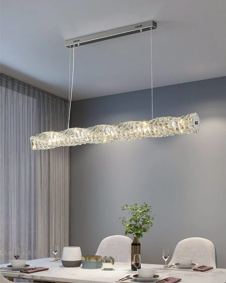 Long Lustre Suspension LED en Verre Haut de Gamme