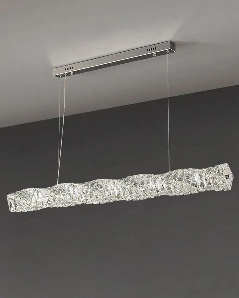 Long Lustre Suspension LED en Verre Haut de Gamme